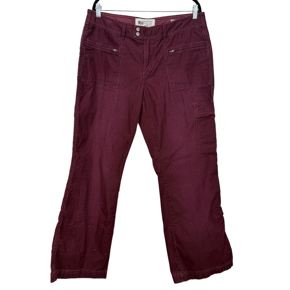 WNS-67 (Worldwide Sportsman) Burgundy Corduroy Pants  16 Wide Leg Cargo Pockets